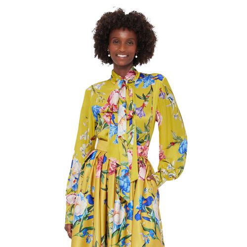 LEO LIN Freya Tie Neck Silk Blouse